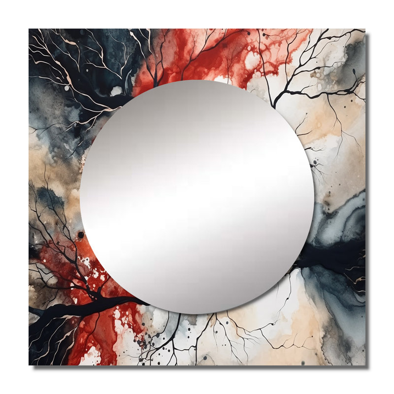Pistey - Grand miroir mural carré géométrique moderne pour chambre à coucher, 29 po x 29 po
