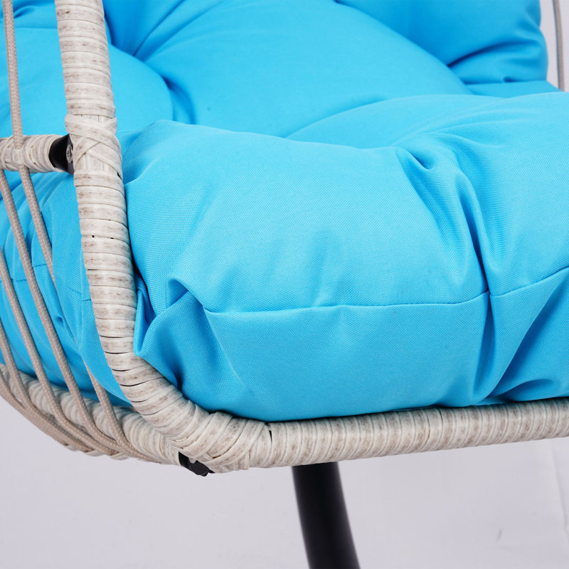 Fauteuil suspendu d'extérieur avec support, Naturel / bleu