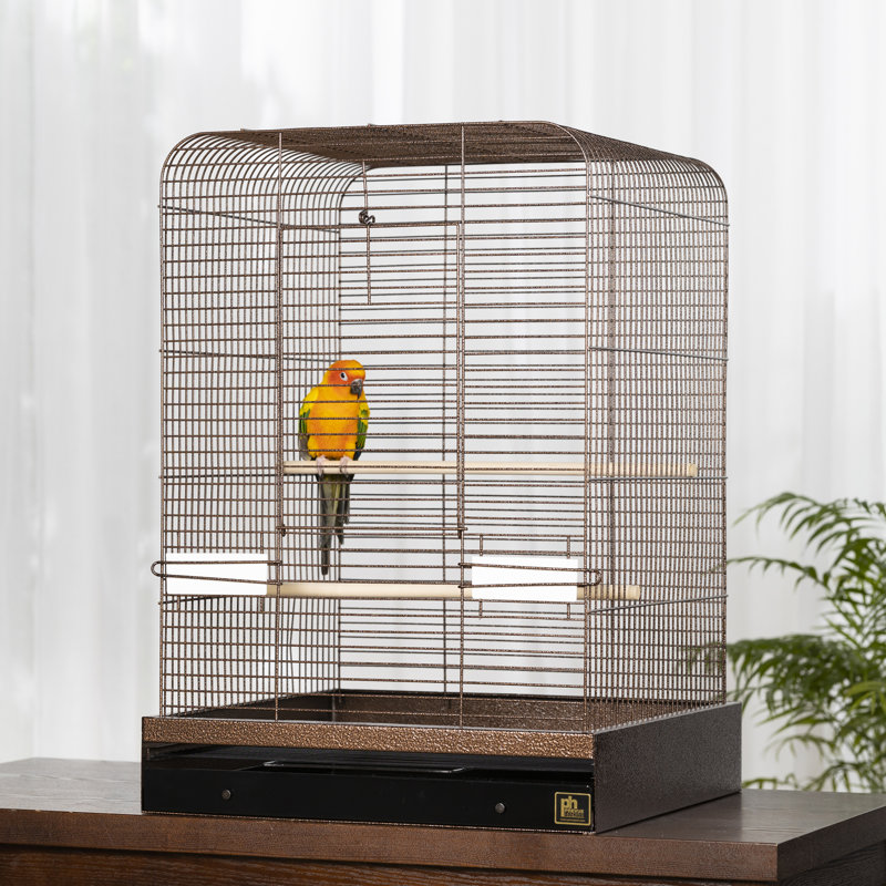 Cage à oiseau en acier avec porte-repas Kalinowski, Cuivre