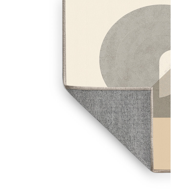 Machine Washable Paxton Curling Stone Minimalist Rug in Beige – Beige Binding, 5x8