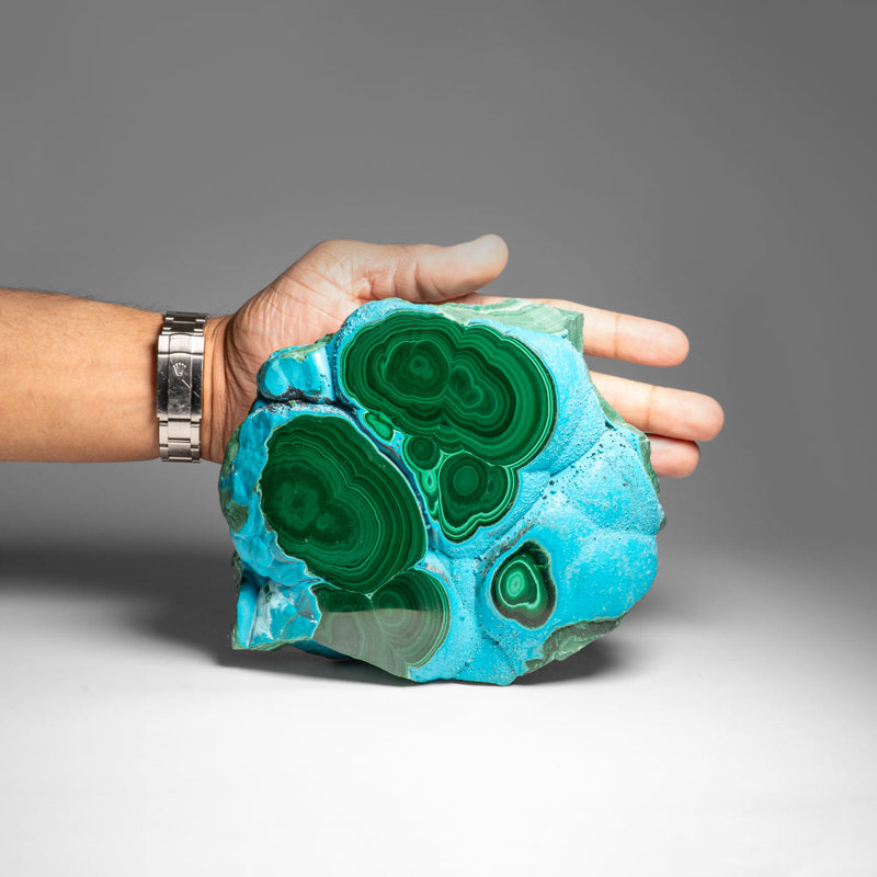 Genuine Polished Malachite With Chrysocolla Stalactite Slice (5.2 Lbs)
