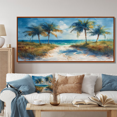 Blue Green Palm Trees Coastal Breeze II - Palms & Palm Trees Wall Art Print