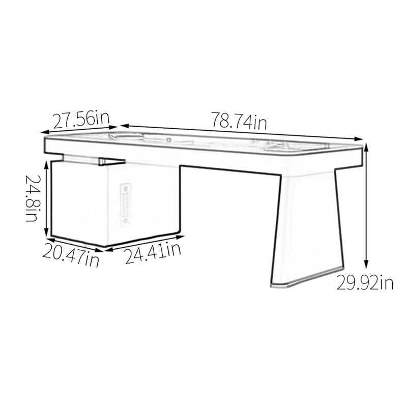 Almanzar, H 29,92 po x l 78,74 po x P 27,56 po