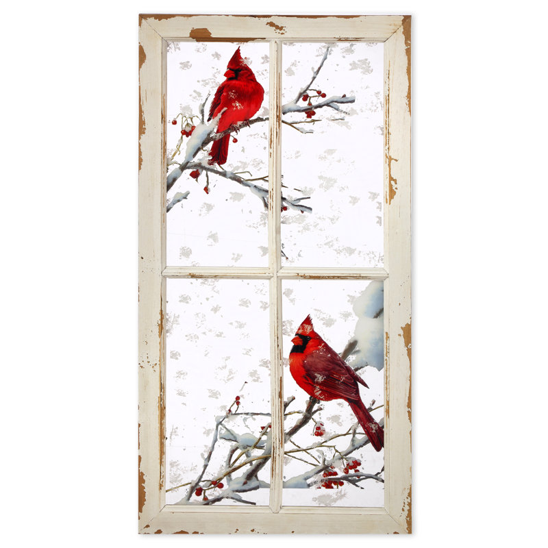 Cardinals on Branches - Floater Frame, impression sur bois
