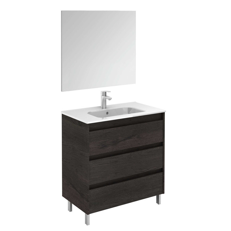 Mallie 32'' Single Bathroom Vanity with Ceramic Top, Wenge