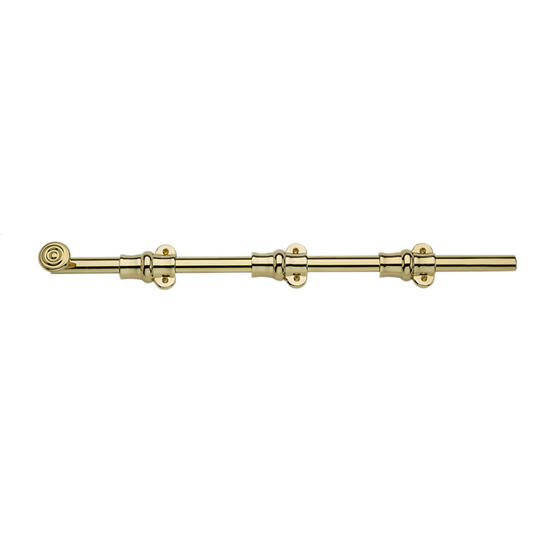 Ornamental Surface Bolt, 2.8" H x 20.1" W x 2" D, Satin Brass & Brown