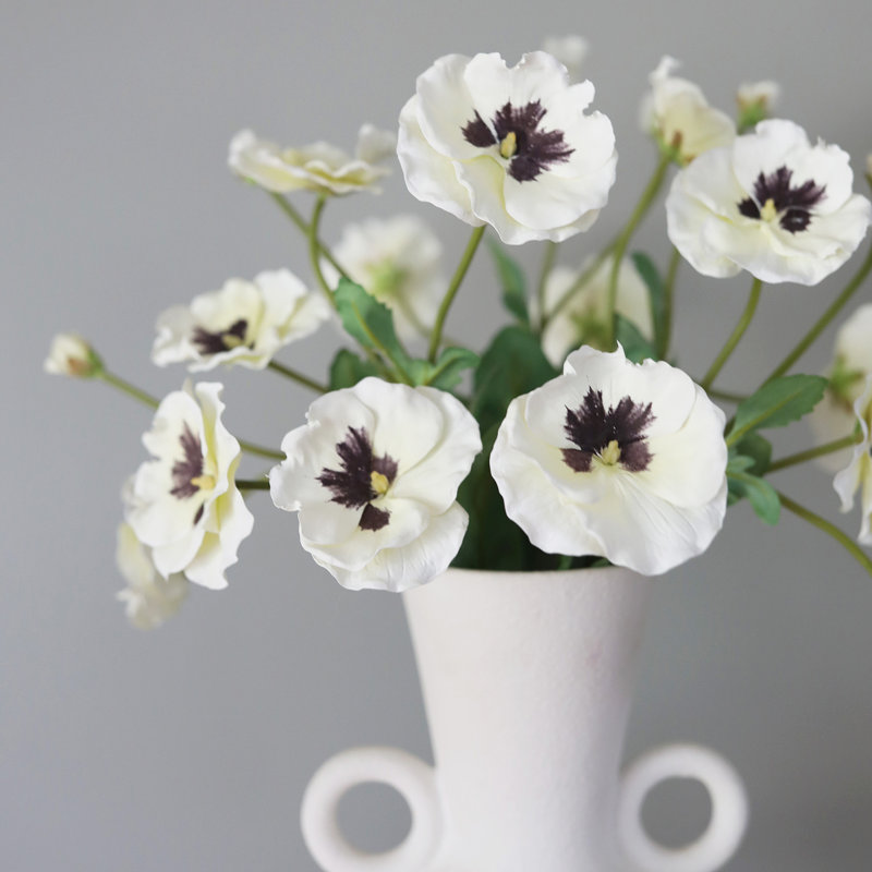Silk Pansy Faux Floral, White