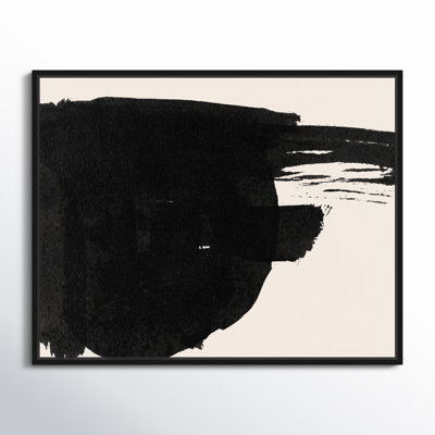 Abstract Black and White Large Brush Stroke by Joss & Main - Floater Frame Print on Canvas -  054B25E1C5C542A6BD04C7591868D831