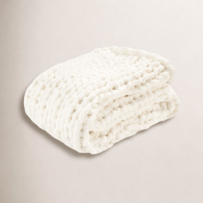 Ottavina Knitted Throw Blanket, 40" W x 72" L, Ivory