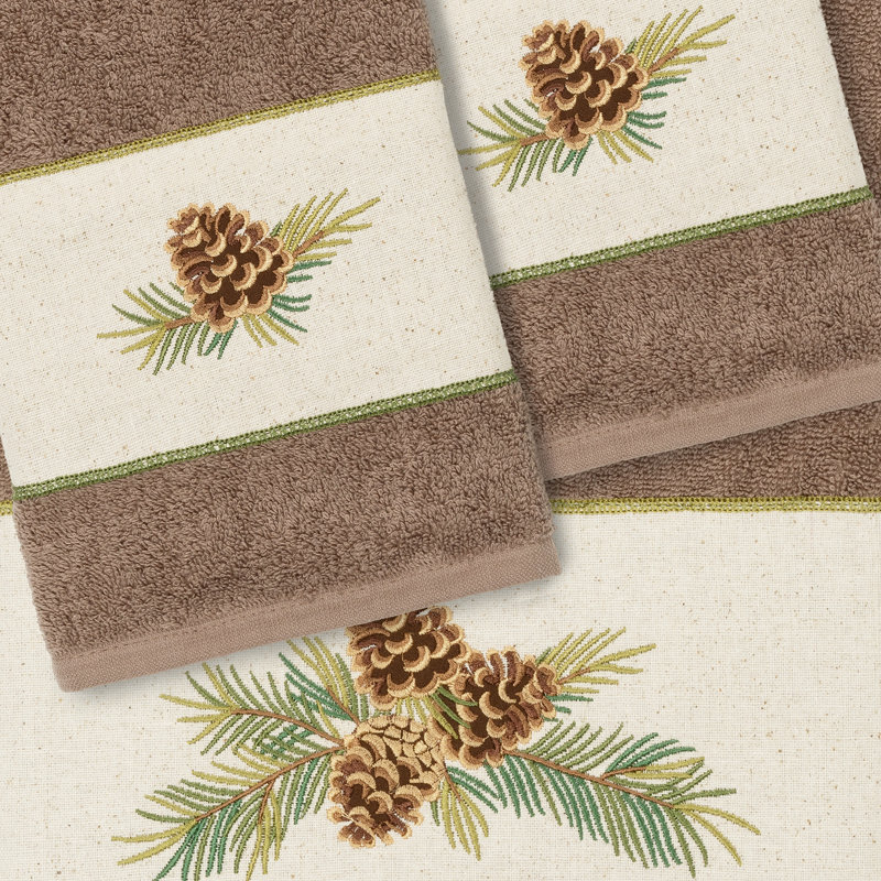 100% Turkish Cotton Pierre 3 Piece Embellished Towel Set, Latte
