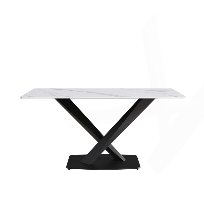 Table de salle à manger à 63 pieds en métal noir 63 po
