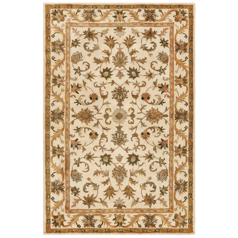 Dunbar Oriental Hand-Tufted Wool Gold Area Rug, Rectangle 9'6" x 13'6"