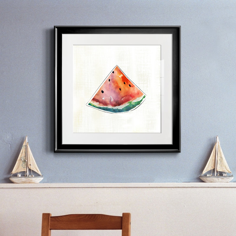 Happy Melon - peinture encadrée, Cadre noir, H 17,5 po x l 17,5 po x P 1,5 po
