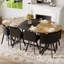 Ensemble de table de salle à manger ovale 9 pièces avec plateau de table en grain de bois bicolore et 8 chaises en cuir de polyuréthane noir foncé, 8 places, style industriel moderne