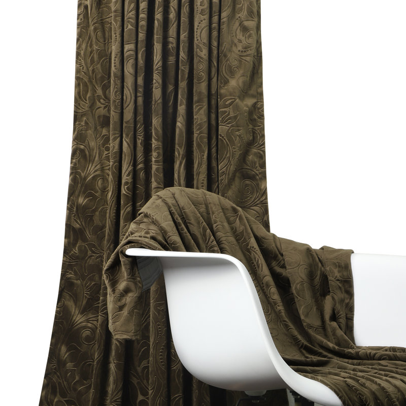 Johnalyn Velvet Blackout Curtain Pair, Gold, 52" W x 120" L