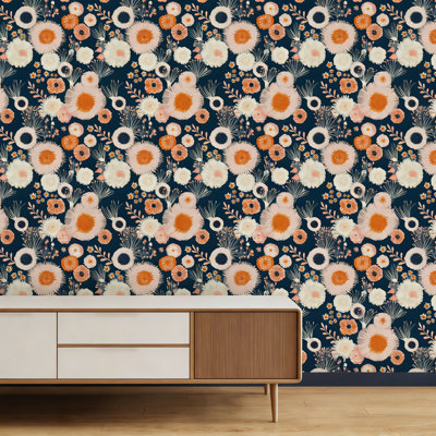 Vintage Floral Peel And Stick Wallpaper - Thick Vinyl Self-Adhesive Contact Paper, Waterproof And Removable For Walls, Furniture, Cabinets And Drawers