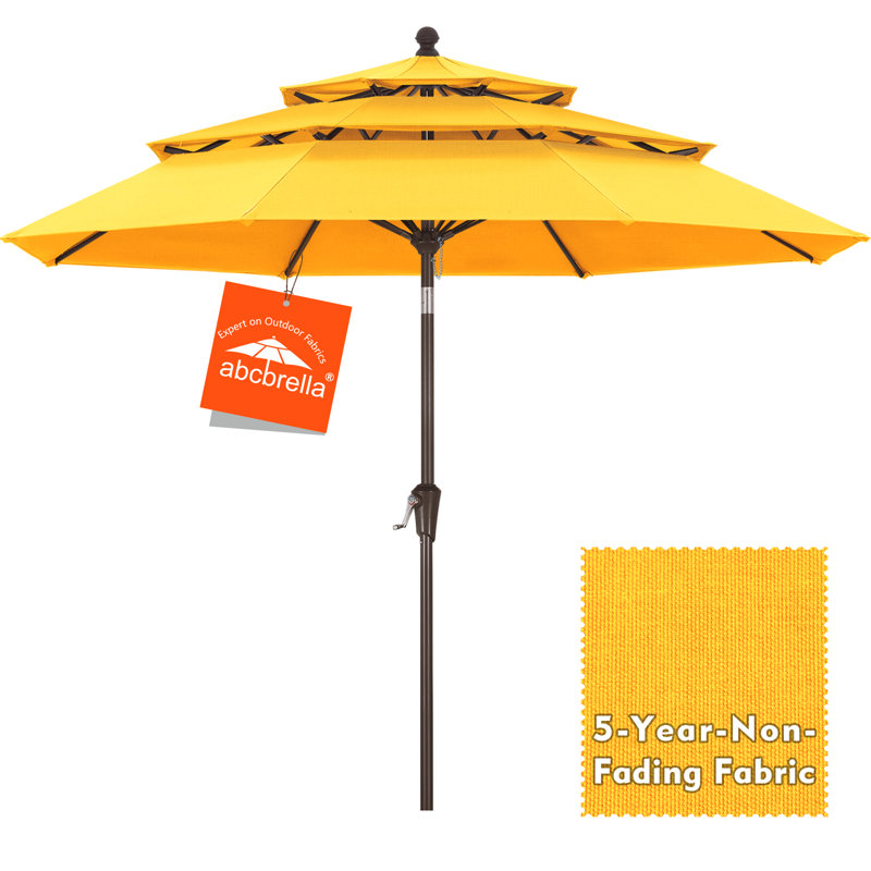 Parasol de patio en oléfine 3 étages 9 pi 9 pi, Doré