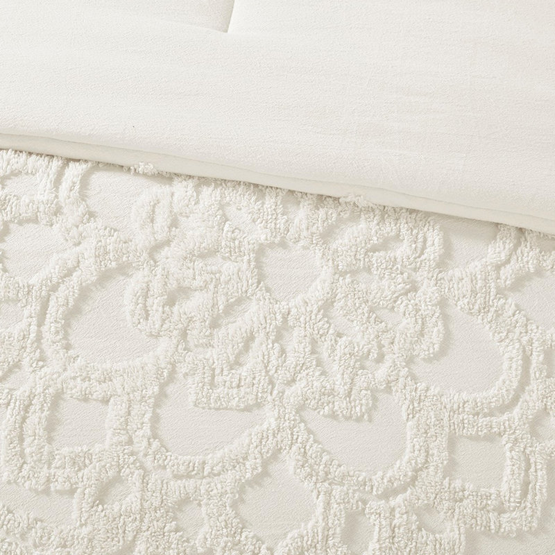 Édredon 2 pièces pour lit simple / simple TG, Édredon simple + 1 taie décorative, Blanc cassé