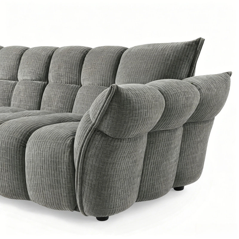 Minimore Modern Style 145.3" W Marigold L Shape 6s Sofa, Gray