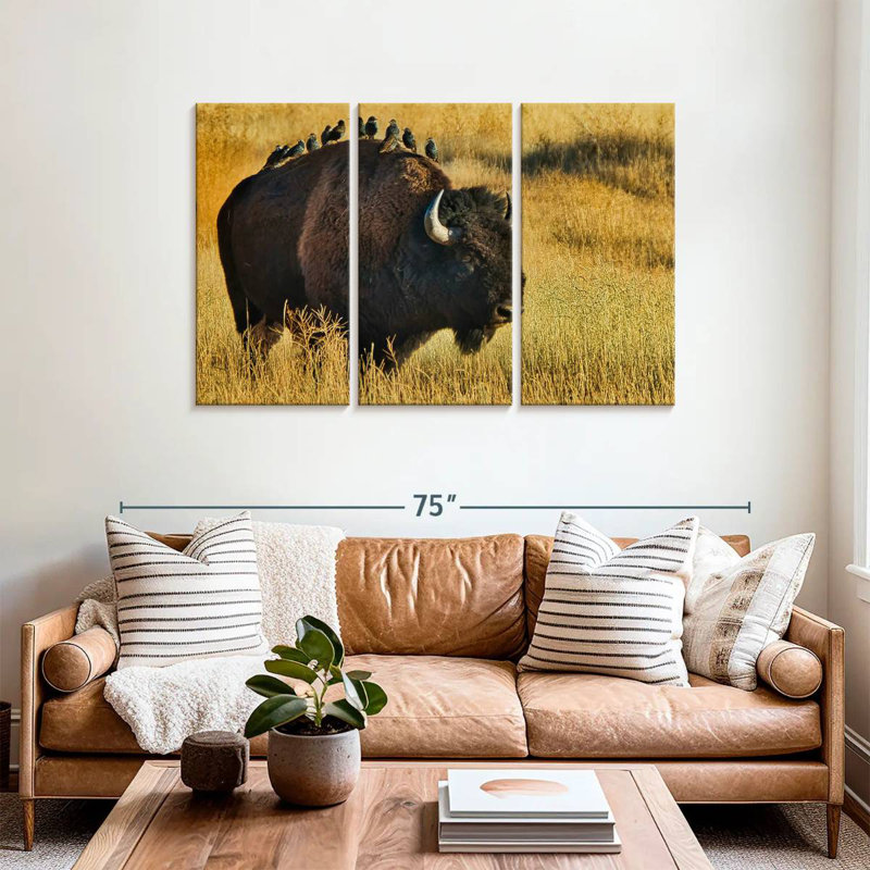 Brampt Birds On Bison, 36" H x 57" W