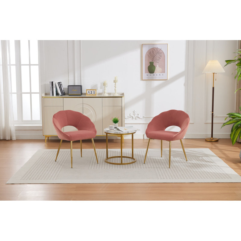 Chaise rembourrée avec dossier à accoudoirs, Rose
