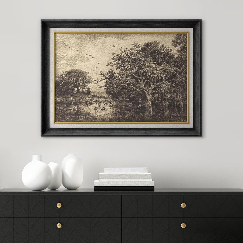 Oie - peinture sur toile encadrée, Noir