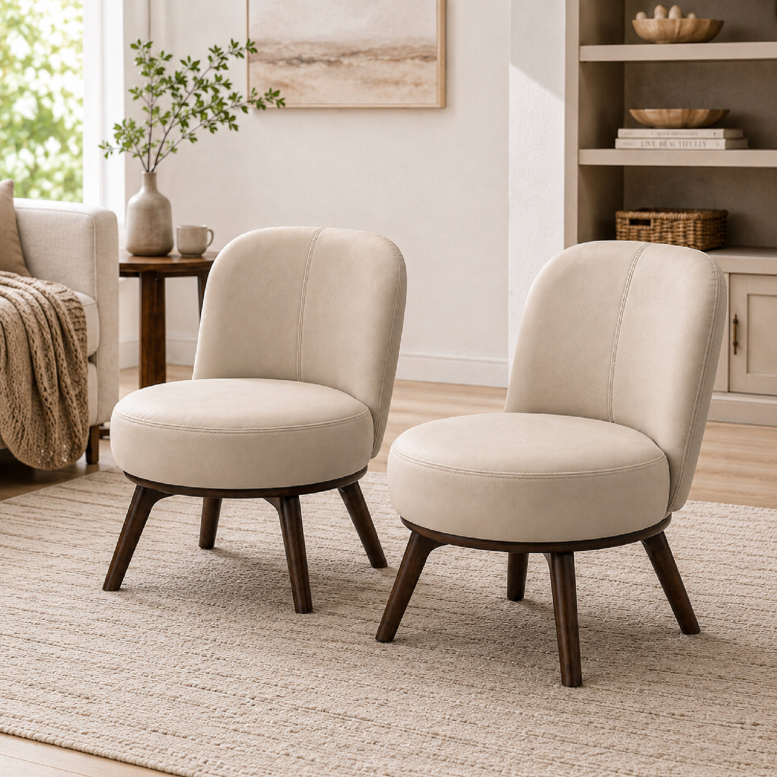 Modern 26.38"W Accent Chair,Wooden Legs