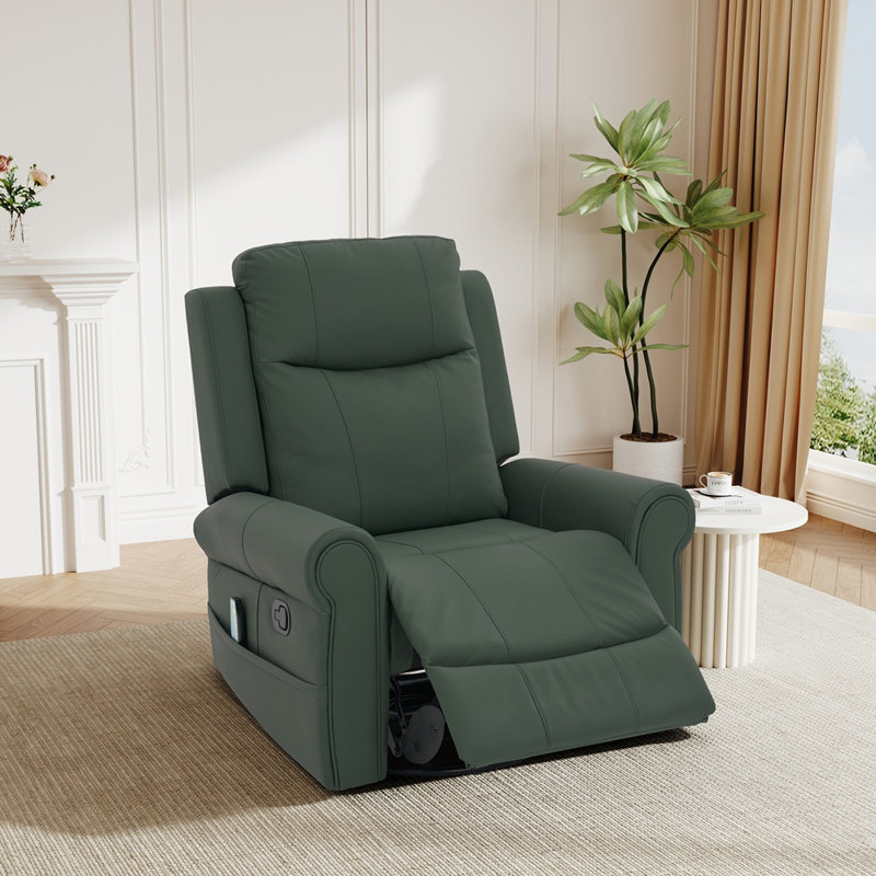 Fauteuil inclinable et pivotant berçant en cuir Becklin, Vert