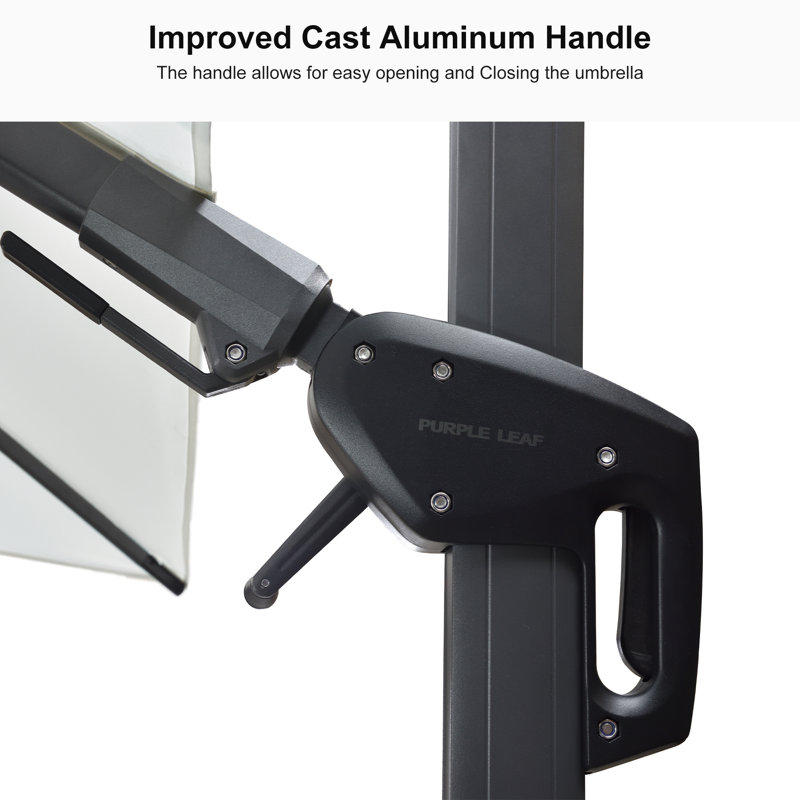 Roshundra Solar Powered LED 10' Square Cantilever Umbrella，Without Base