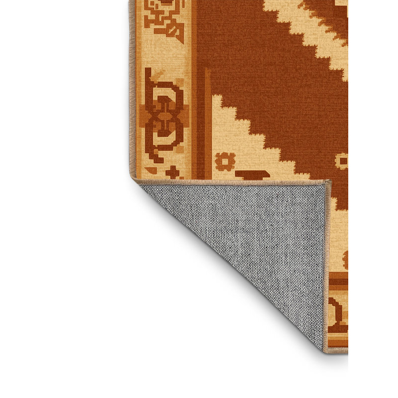 Tapis oriental traditionnel lavable à la machine en brun clair Osiyo, 3 X 5
