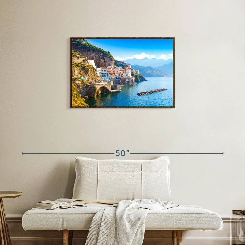 Lumière du jour sur la côte d'Amalfi, Cadre flottant noyer, 31 po x 21 po