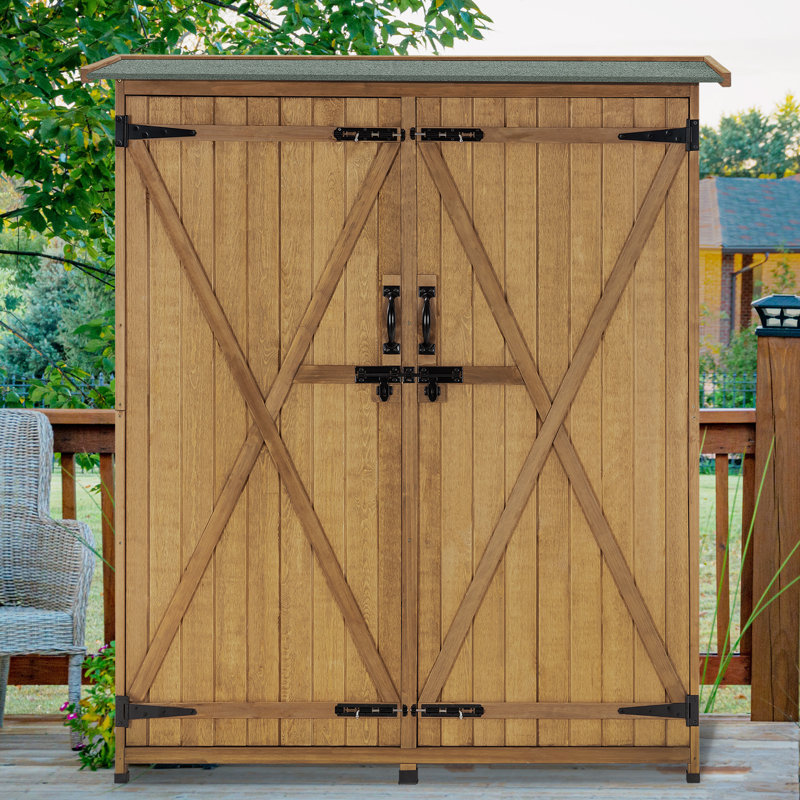4.5 ft. W x 1.5 ft. D Solid Wood Sheds Outdoor Backyard Garden Racks Shelves, Brown