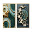 Fleurs dorées et blanches sur pierre bleue II - ensemble de 2 impressions sur toile en géode de pierre-735296584-735296627