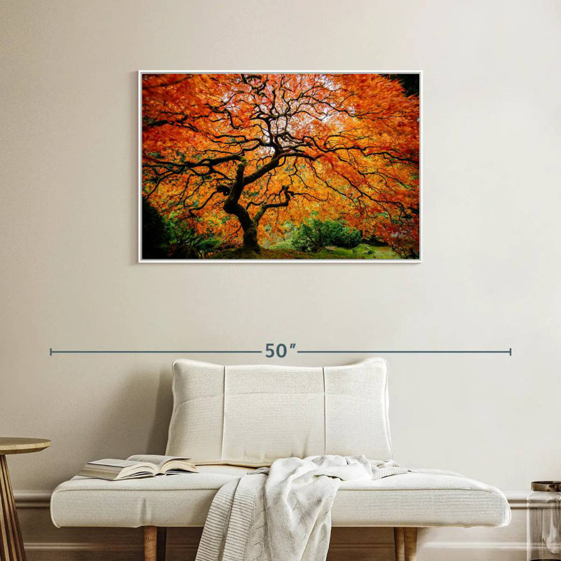 Automne érable japonais, Cadre flottant blanc, 37 po x 25 po