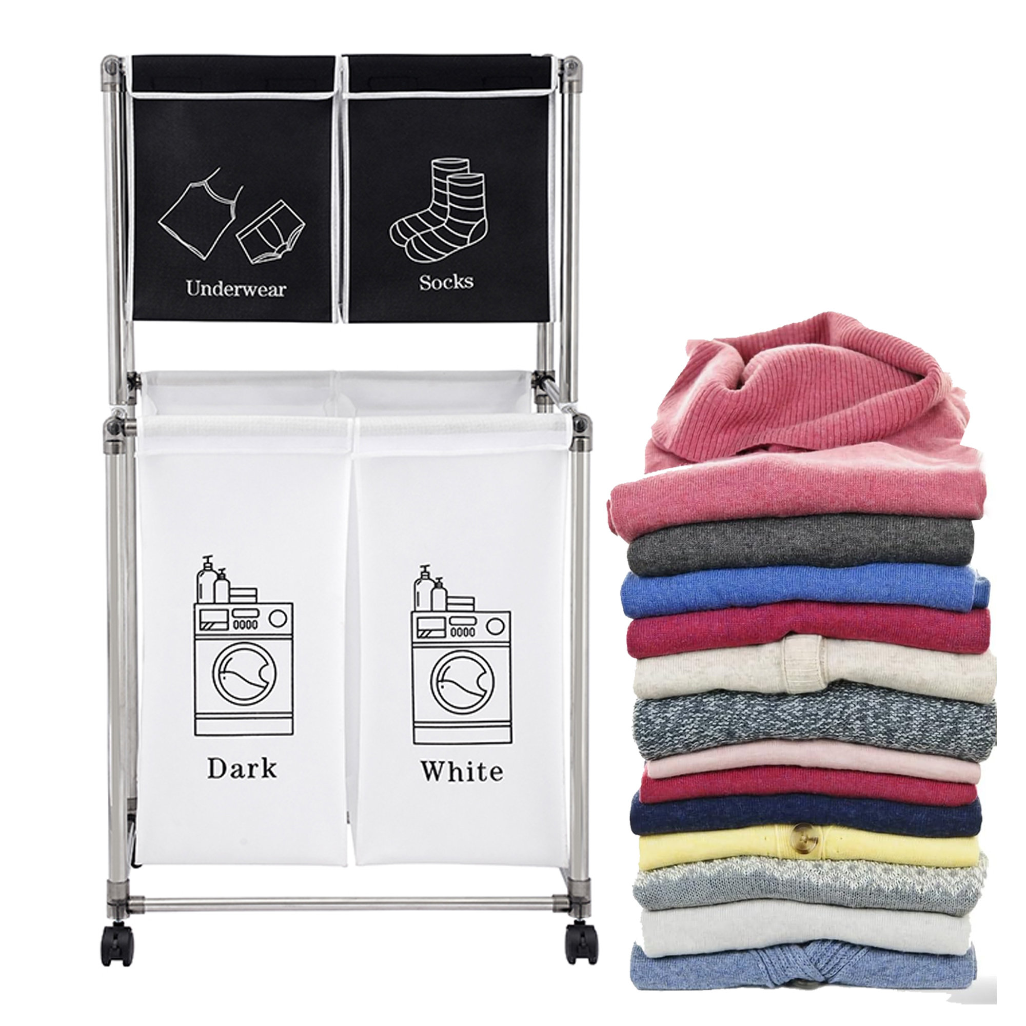 Rebrilliant Fabric Rolling Laundry Hamper | Wayfair