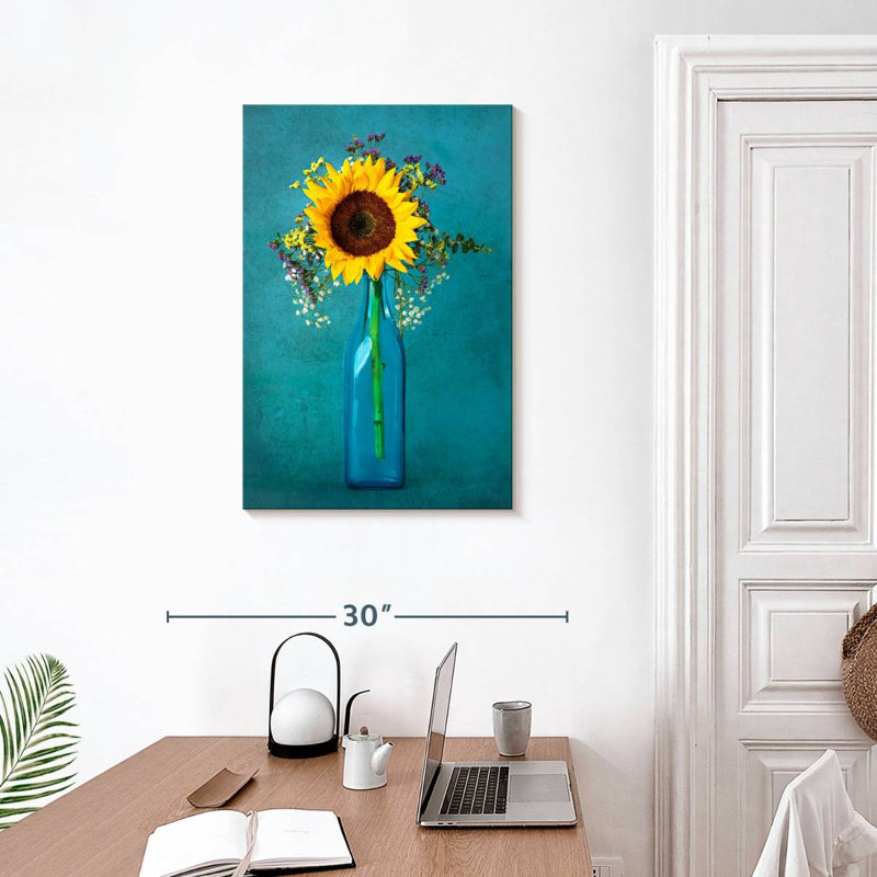 Harnek tournesol dans un vase, H 30 po x l 20 po