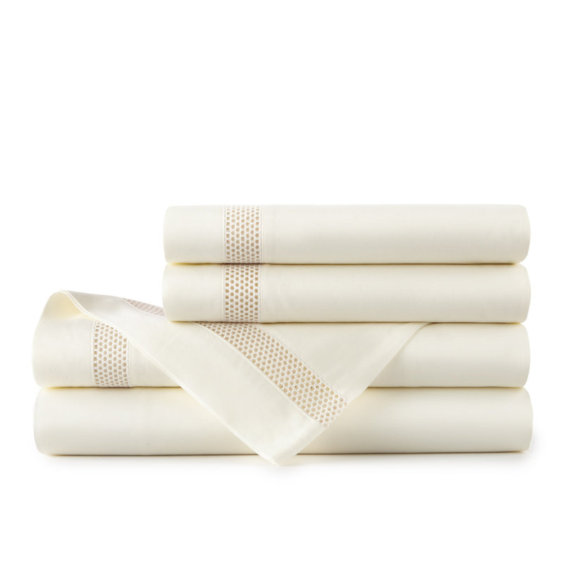 Ensemble de draps Vienna, Ivoire, Ensemble de draps pour très grand lit
