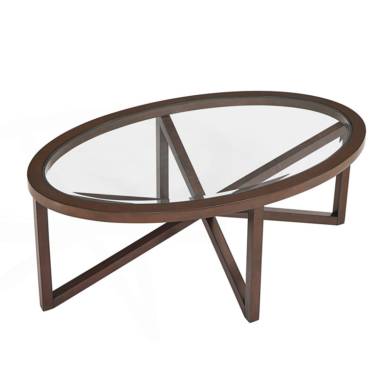 Table basse moderne ovale, plateau basse en verre trempé, table centrale
