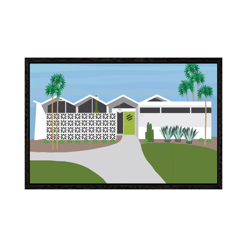 Palm Springs Living I by Jen Bucheli - Print on Canvas, 45.72cm H x 66.04cm W x 3.81cm D, Black Framed