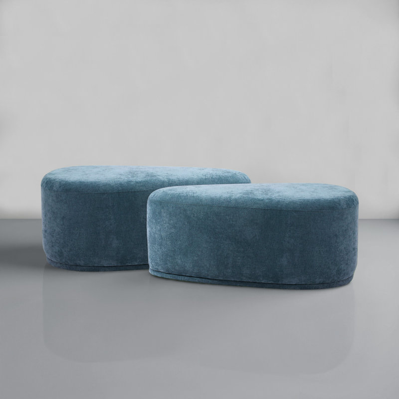 Repose-pieds carré à compression Caras bleu sans assemblage requis (ensemble de 2), Bleu
