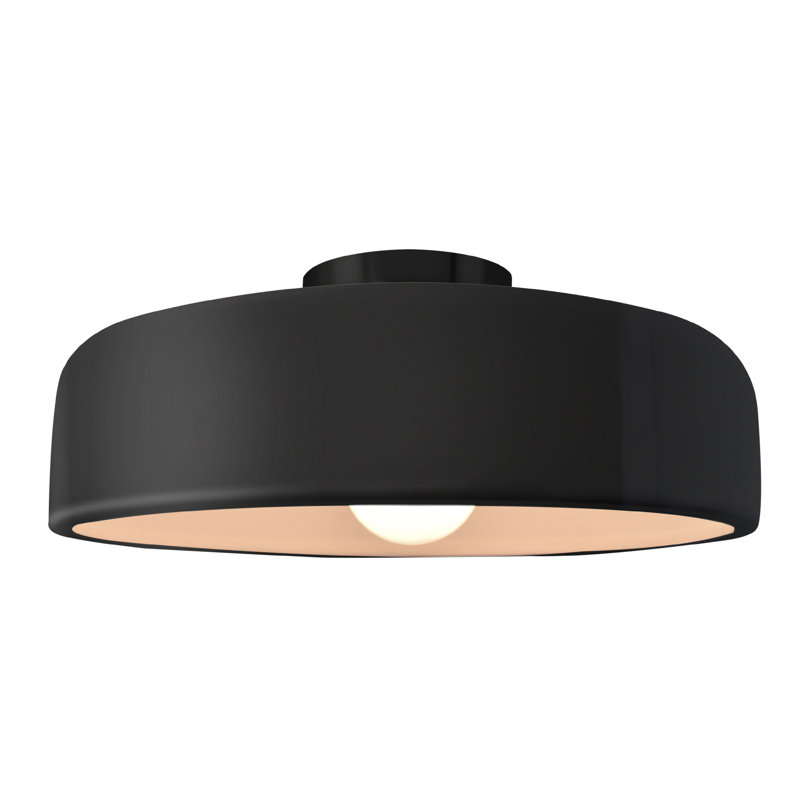 Plafonnier semi-encastré Radiance, Lustre noir, Noir mat, H 6,5 po x l 16 po x P 16 po