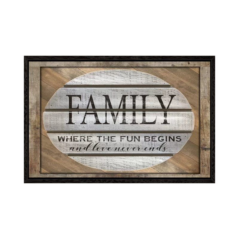 Family - Where The Fun Begins by Cindy Jacobs - Print on Canvas, 45.72cm H x 66.04cm W x 3.81cm D, Black Framed Canvas