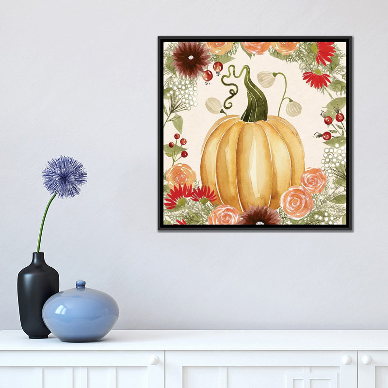 « red automne ii », reproduction d’impression sur toile, H 18 po x l 18 po x P 1,5 po, Toile avec cadre noir, Pas de tapis