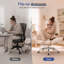 Chaise de bureau inclinable et pivotante en peluche avec repose-pieds, siège large et ergonomique pour bureau à domicile et chambre à coucher, crème-2095673660