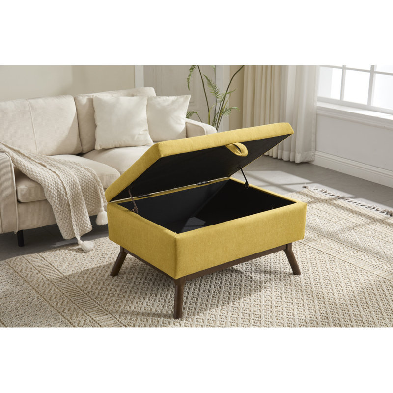 Versatile Mid-Century Modern Storage Bench For Various Rooms, Enhancing Functionality And Style., Yellow