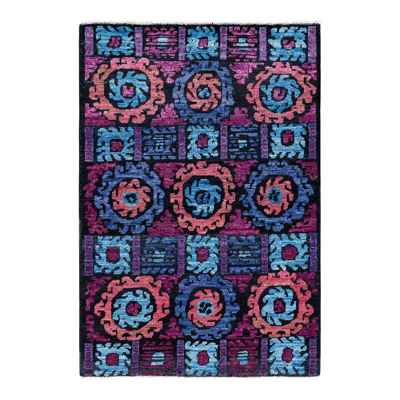Contemporary One-of-a-Kind Rectangle 4'2" X 6' Hand Knotted Area Rug