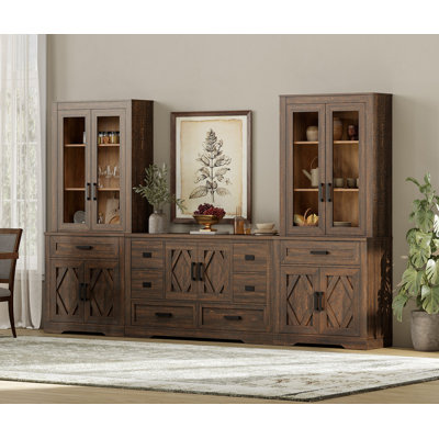 Glenford 3-In-1 73.3"H Tall Kitchen Pantry Storage Cabinet,Large Farmhouse Style Sideboard Buffet Cabinet Set Of 3 With Drawers And Shelves For Kitche by Winston Porter