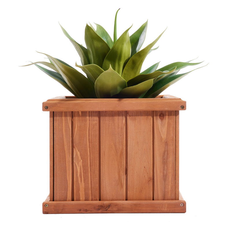 Barros Outdoor Wood Planter Box, Brown