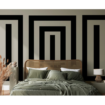 Black and Beige Retro Geometric Wallpaper