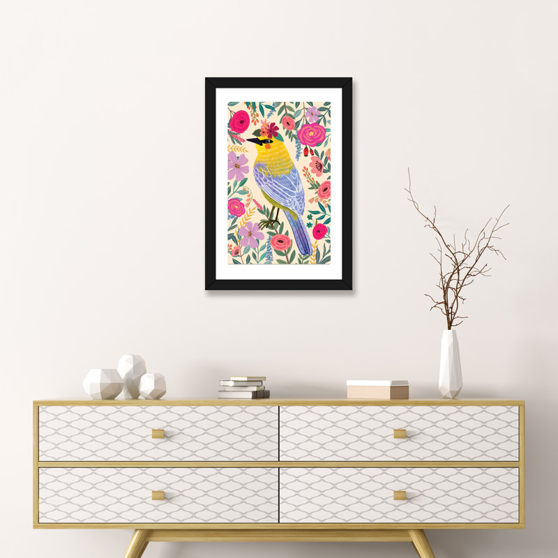 Warbler par Mia Charro - impression d'art graphique, H 60 po x l 40po x P 1,5 po, Toile tendue